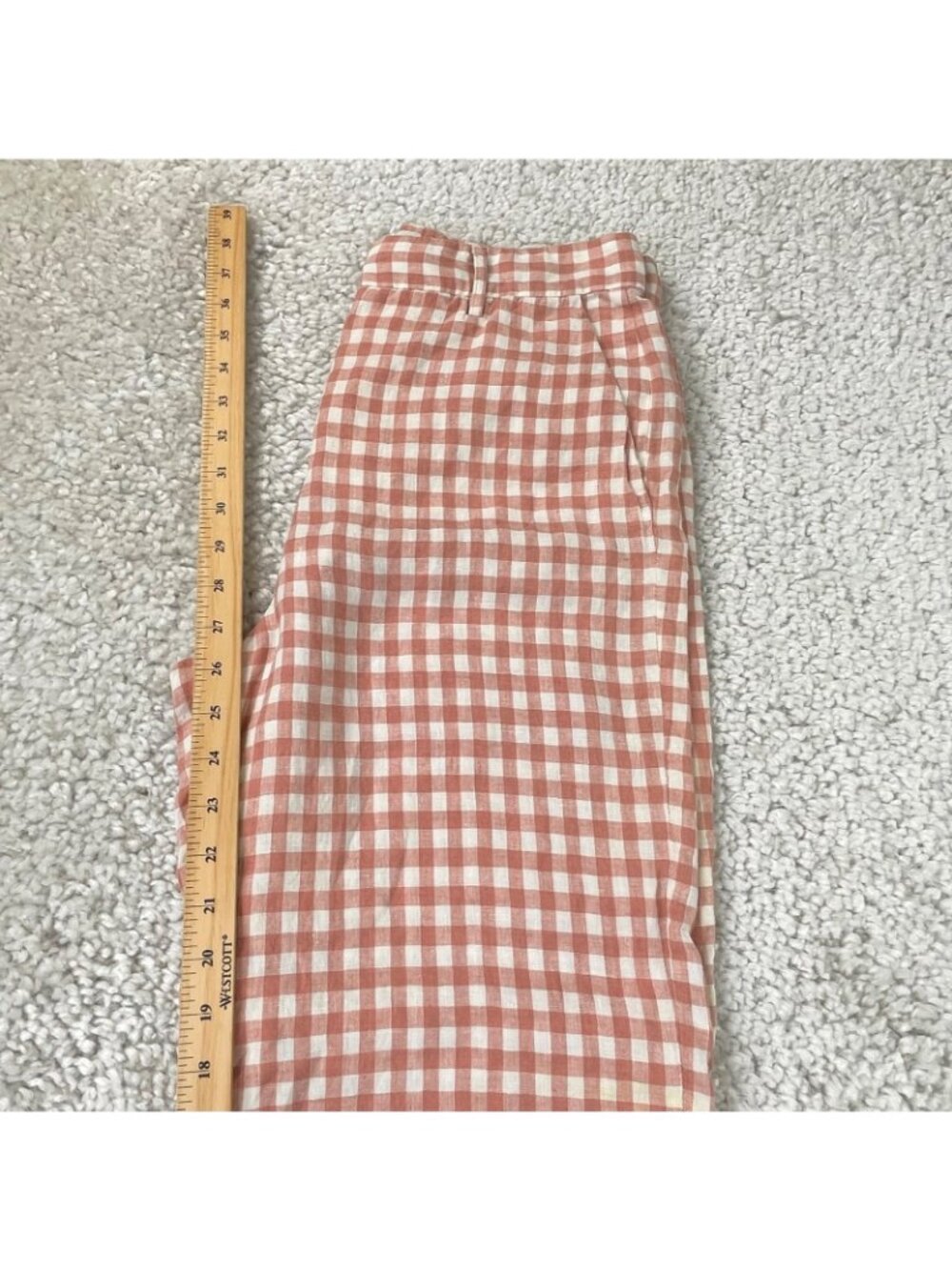 Mansur Gavriel Linen Blush Pink Gingham Pants Womens Medium - Picture 10 of 10